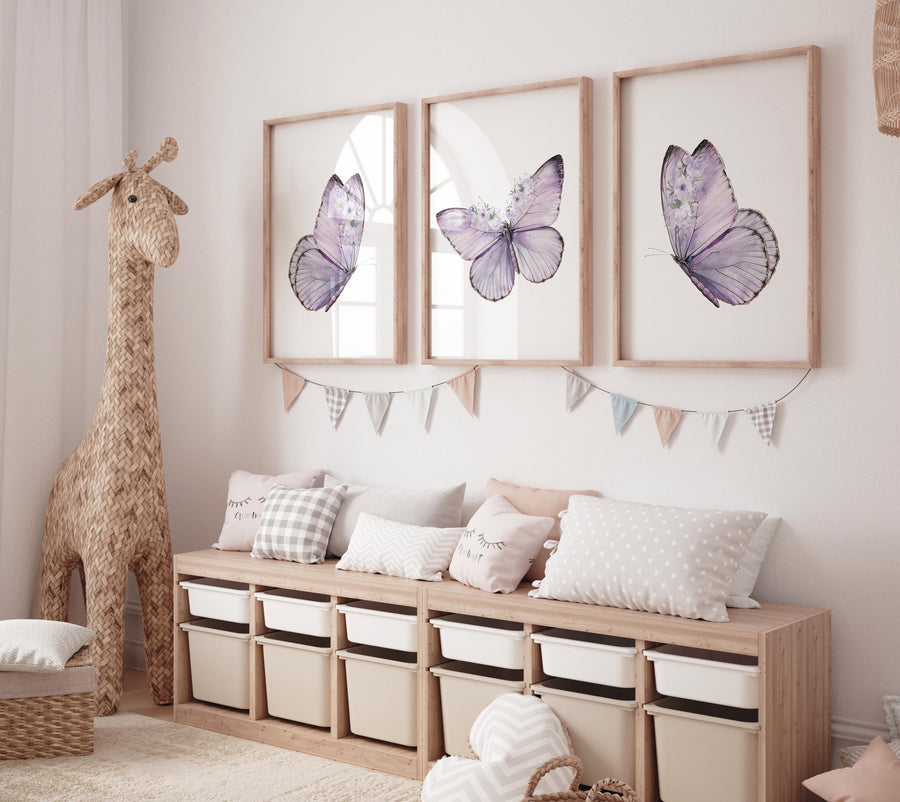 Nursery decor girl butterfly, nursery decor purple, nursery decor girl lilac, Butterfly Nursery Art, Girl Nursery Art, Butterfly Wall Art