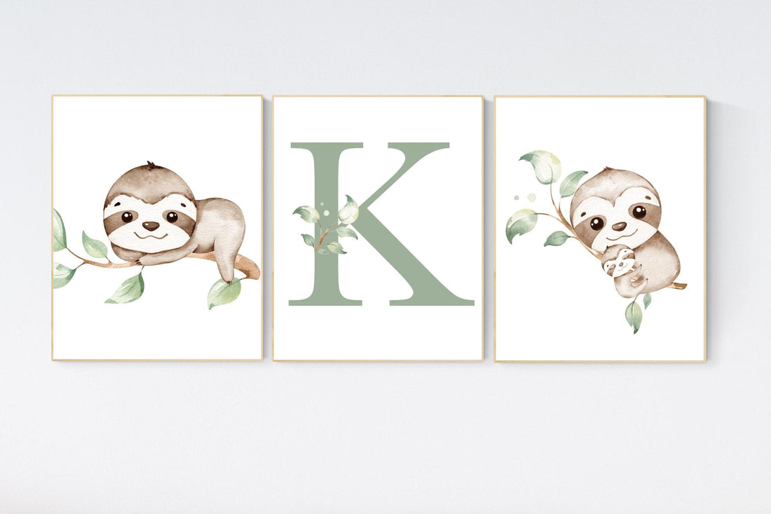 Sloth nursery decor, gender neutral, sloth prints, nursery wall art, nursery prints animals, nursery decor boy, nursery decor girl
