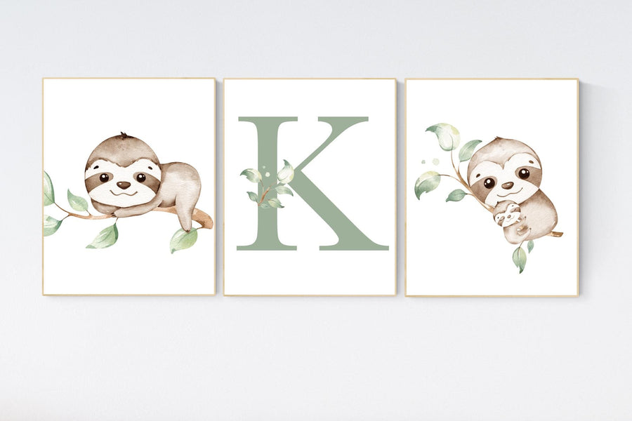 Sloth nursery decor, gender neutral, sloth prints, nursery wall art, nursery prints animals, nursery decor boy, nursery decor girl