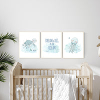 Ocean nursery decor, Nautical nursery print set, under the sea nursery, gender neutral nursery, ocean, nautical, Under the sea wall art