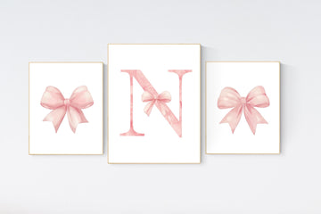 Bow print wall art, Bow nursery print, pink Bow nursery wall art, bow nursery art, bow nursery decor, bow print wall art pink, girl nursery