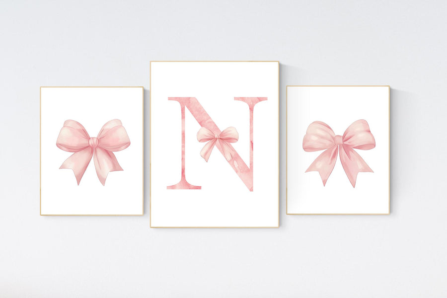 Bow print wall art, Bow nursery print, pink Bow nursery wall art, bow nursery art, bow nursery decor, bow print wall art pink, girl nursery