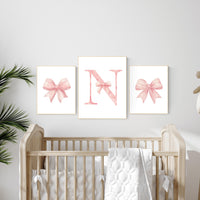 Bow print wall art, Bow nursery print, pink Bow nursery wall art, bow nursery art, bow nursery decor, bow print wall art pink, girl nursery