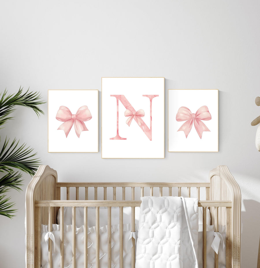 Bow print wall art, Bow nursery print, pink Bow nursery wall art, bow nursery art, bow nursery decor, bow print wall art pink, girl nursery