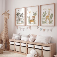Safari Nursery Wall Prints, Boho Nursery Prints, jungle animals, Sage Green Nursery Art, animal Nursery Decor, animal prints