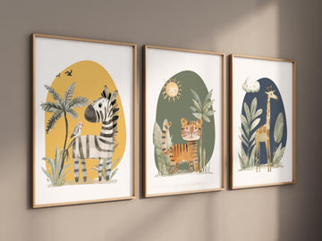 Safari Nursery Wall Prints, Boho Nursery Prints, jungle animals, Sage Green Nursery Art, animal Nursery Decor, animal prints
