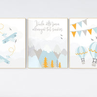 Nursery decor boy adventure, adventure nursery, travel theme nursery, hot air balloon nursery, plane nursery, boys room decor