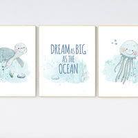 Ocean nursery decor, Nautical nursery print set, under the sea nursery, gender neutral nursery, ocean, nautical, Under the sea wall art