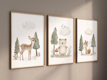 Nursery decor woodland, Woodland Nursery Wall Art, Woodland Print Set, animal prints, Woodland Animal Prints, gender neutral nursery