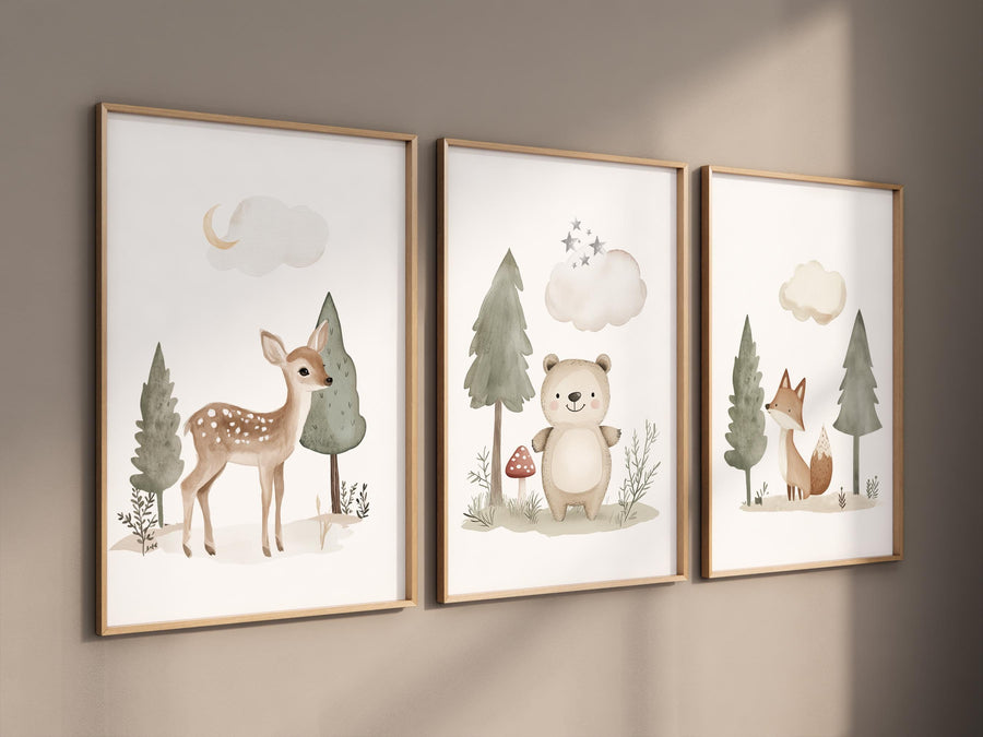 Nursery decor woodland, Woodland Nursery Wall Art, Woodland Print Set, animal prints, Woodland Animal Prints, gender neutral nursery