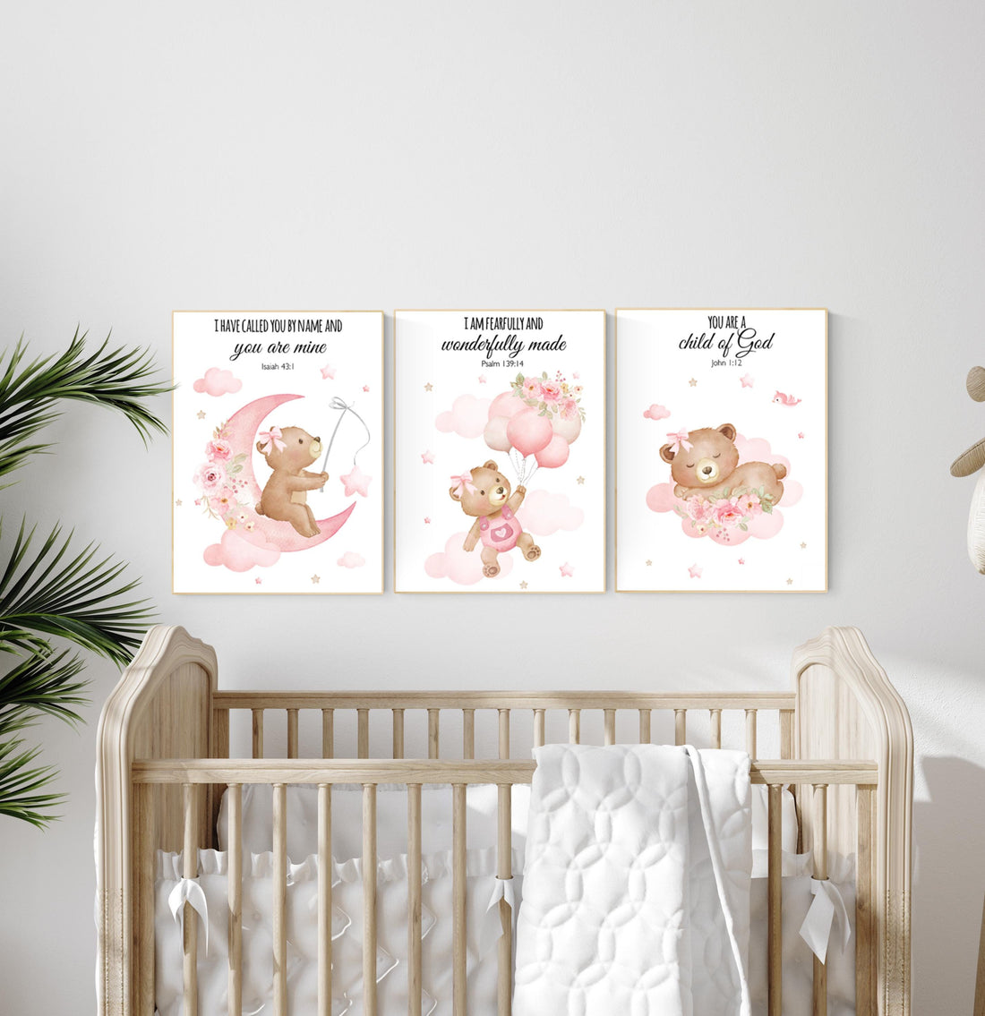 Nursery decor girl wall art, bear nursery print, pink nursery art, bear nursery wall art, teddy bear, nursery wall art, bear print nursery