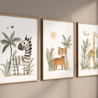 Safari Nursery Wall Prints, Boho Nursery Prints, jungle animals, Sage Green Nursery Art, animal Nursery Decor, animal prints