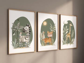 Safari Animals, Nursery Wall Prints, Boho Nursery Prints, jungle animals, Sage Green Nursery Art, animal Nursery Decor, animal prints