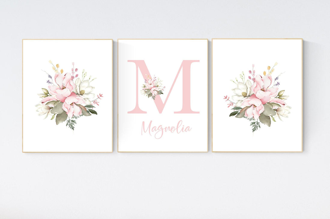 Magnolia print, Boho Nursery wall art, Wildflower Nursery Decor, Magnolia flower, Floral Nursery, Girl Nursery Decor, Botanical Print