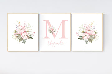 Magnolia print, Boho Nursery wall art, Wildflower Nursery Decor, Magnolia flower, Floral Nursery, Girl Nursery Decor, Botanical Print