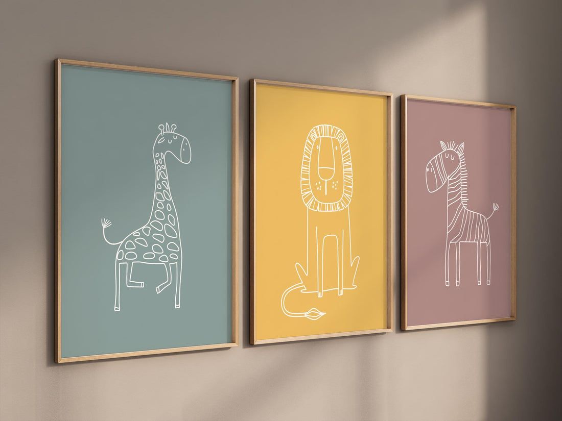Safari Nursery Wall Prints, Boho Nursery Prints, jungle animals, Sage Green Nursery Art, animal Nursery Decor, animal prints