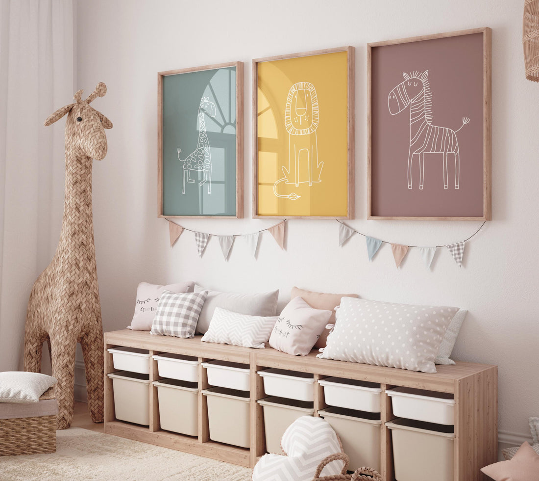 Safari Nursery Wall Prints, Boho Nursery Prints, jungle animals, Sage Green Nursery Art, animal Nursery Decor, animal prints
