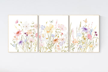 Boho Nursery wall art, Wildflower Nursery Decor, Girl Nursery Decor, pastel colors, flower nursery, Botanical Print, home decor
