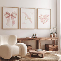 Bow print wall art, Bow nursery print, blush pink and gold, Bow nursery wall art, bow nursery art, bow nursery decor, bow wall art pink