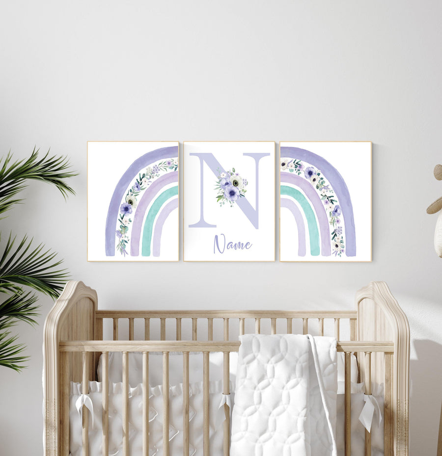 Purple turqoiuse nursery, Girls room decor, rainbow nursery wall art, lavender nursery, lilac nursery, girls room decor, rainbow art