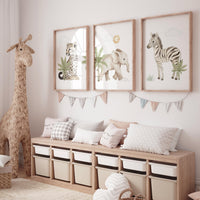 Safari Animal Nursery Wall Art Set – Elephant, Zebra, Cheetah Jungle Prints – Gender Neutral Baby Room Decor, Safari Baby Wall Art