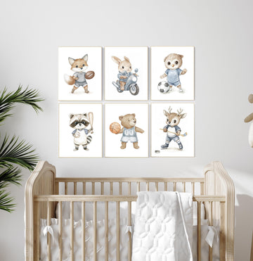 Sports nursery decor, Baby Animals Sport, Baby boy sports nursery, Safari nursery decor, football nursery, baseball nursery, basketball