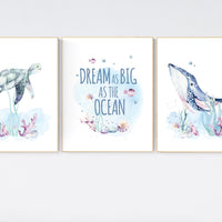 Ocean nursery decor, Nautical nursery print set, under the sea nursery, gender neutral nursery, ocean, nautical, Under the sea wall art