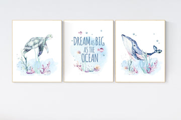 Ocean nursery decor, Nautical nursery print set, under the sea nursery, gender neutral nursery, ocean, nautical, Under the sea wall art
