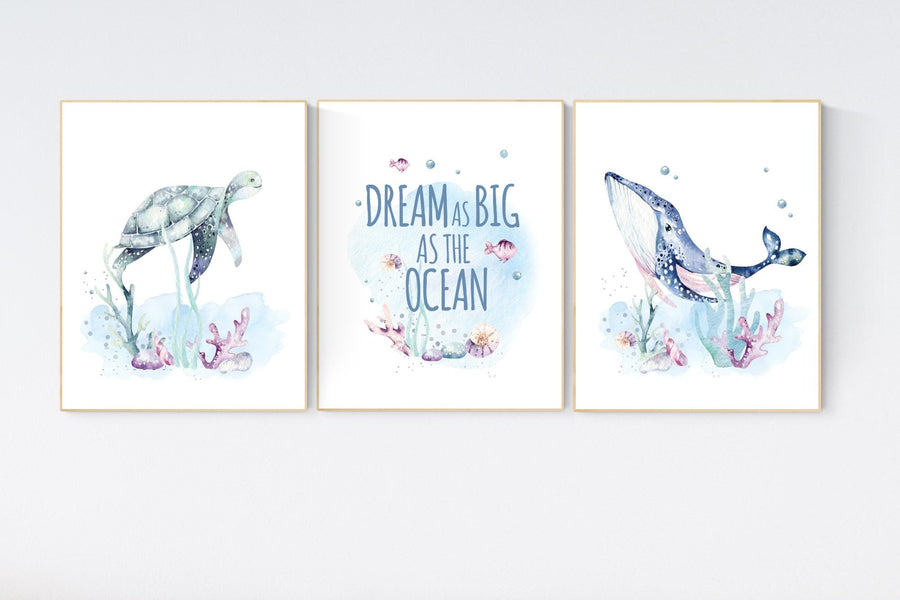 Ocean nursery decor, Nautical nursery print set, under the sea nursery, gender neutral nursery, ocean, nautical, Under the sea wall art