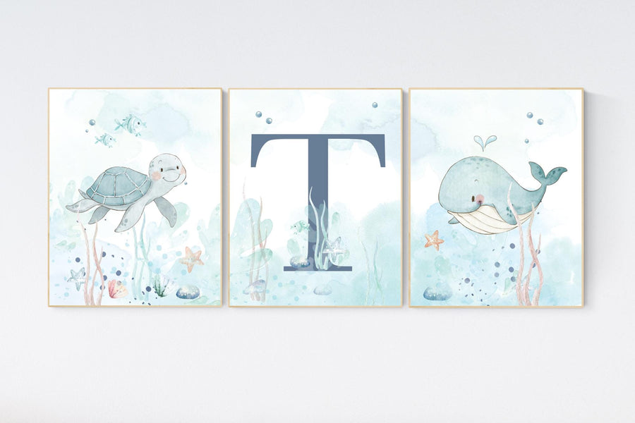 Under the sea wall art, Ocean nursery decor, Nautical nursery print set, under the sea nursery, gender neutral nursery, ocean nursery