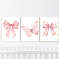 Bow print wall art, Bow nursery print, pink Bow nursery wall art, bow nursery art, bow nursery decor, bow print wall art, butterfly print
