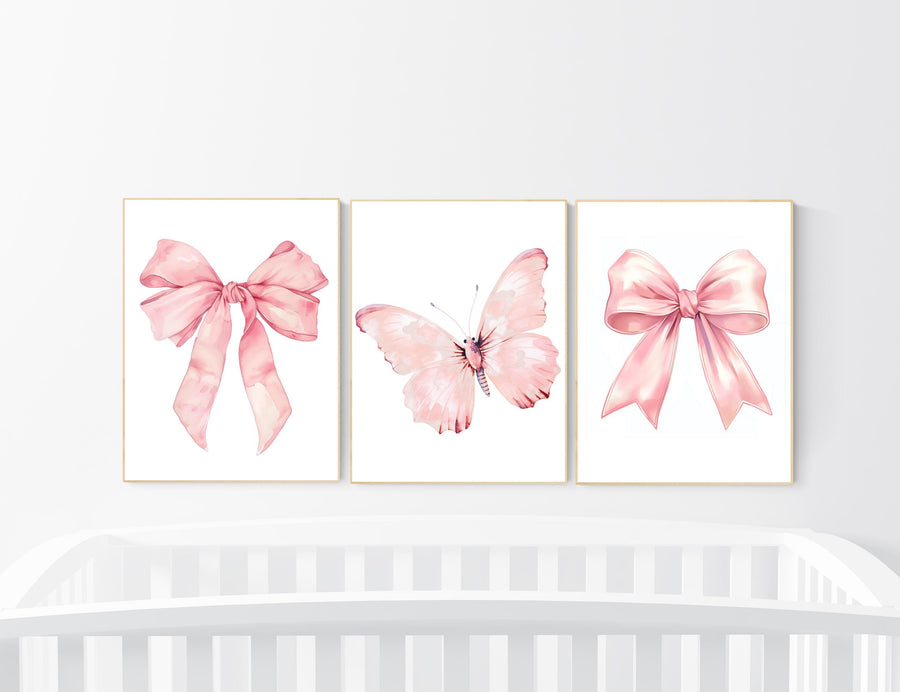 Bow print wall art, Bow nursery print, pink Bow nursery wall art, bow nursery art, bow nursery decor, bow print wall art, butterfly print
