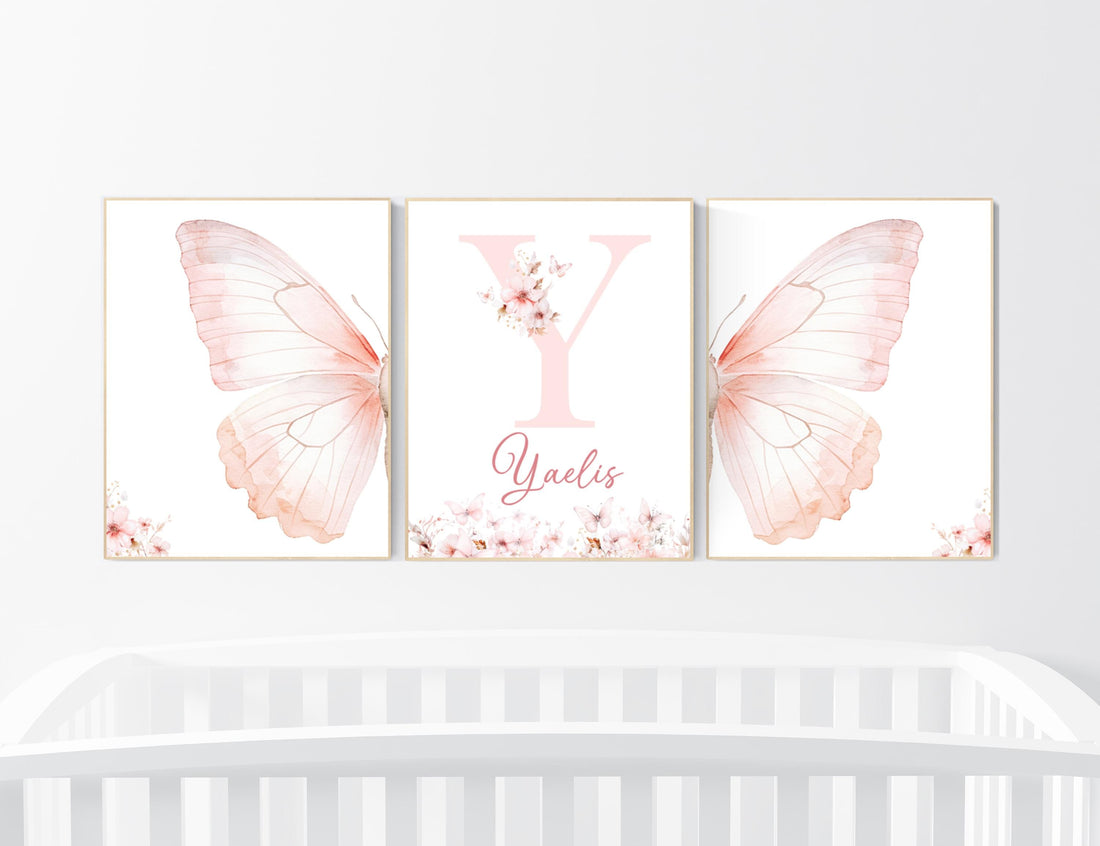 Nursery decor girl butterflies, Butterfly Nursery Art, Girl Nursery Art, Butterfly Nursery Decor for Baby Girl, Butterfly Art, light pink