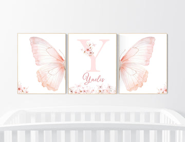 Nursery decor girl butterflies, Butterfly Nursery Art, Girl Nursery Art, Butterfly Nursery Decor for Baby Girl, Butterfly Art, light pink