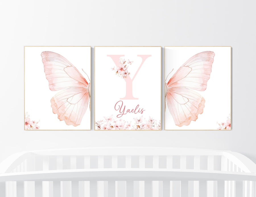 Nursery decor girl butterflies, Butterfly Nursery Art, Girl Nursery Art, Butterfly Nursery Decor for Baby Girl, Butterfly Art, light pink