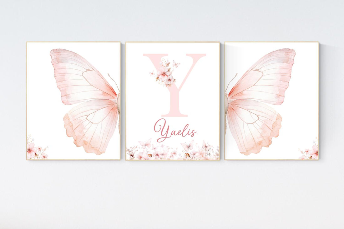 Nursery decor girl butterflies, Butterfly Nursery Art, Girl Nursery Art, Butterfly Nursery Decor for Baby Girl, Butterfly Art, light pink