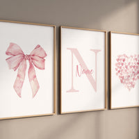 Bow print wall art, Bow nursery print, pink Bow nursery wall art, bow nursery art, bow nursery decor, bow print wall art, name print