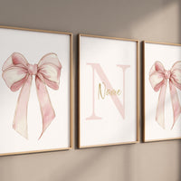 Bow print wall art, Bow nursery print, blush pink and gold, Bow nursery wall art, bow nursery art, bow nursery decor, bow wall art pink