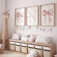Bow print wall art, Bow nursery print, blush pink and gold, Bow nursery wall art, bow nursery art, bow nursery decor, bow wall art pink