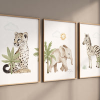 Safari Animal Nursery Wall Art Set – Elephant, Zebra, Cheetah Jungle Prints – Gender Neutral Baby Room Decor, Safari Baby Wall Art
