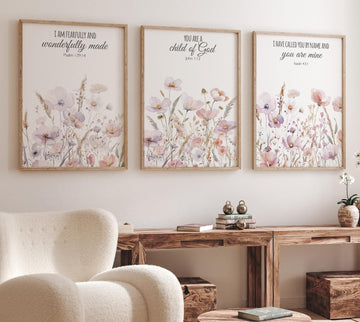 Boho Nursery wall art, Wildflower Nursery Decor, Floral Nursery, Girl Nursery Decor, vintage flower nursery, bible verse, christian wall art