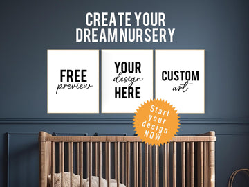 Custom Nursery Wall Art – Personalized nursery Mockup, Baby Room Decor, Choose Your Theme & Colors, Visualize Before Ordering