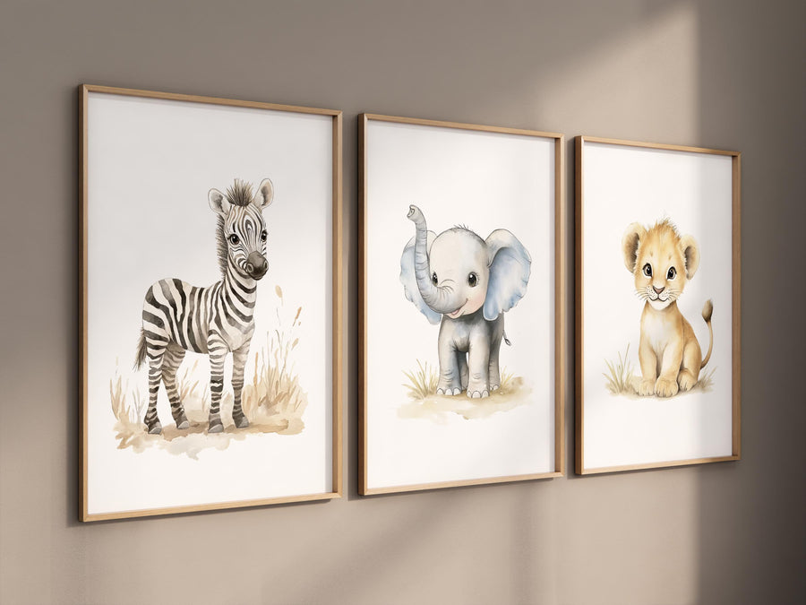 Jungle Animals, Safari Animal Nursery Prints, safari animals, safari nursery, Greenery, gender neutral nursery, Boy Nursery Wall Art