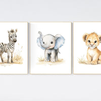 Jungle Animals, Safari Animal Nursery Prints, safari animals, safari nursery, Greenery, gender neutral nursery, Boy Nursery Wall Art