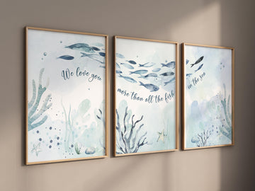Under the Sea Wall Art, Ocean Nursery Wall Art, Sea Animal Print, Coastal Baby Room Decor, Underwater Kids Room Wall Art, Sea Life Print