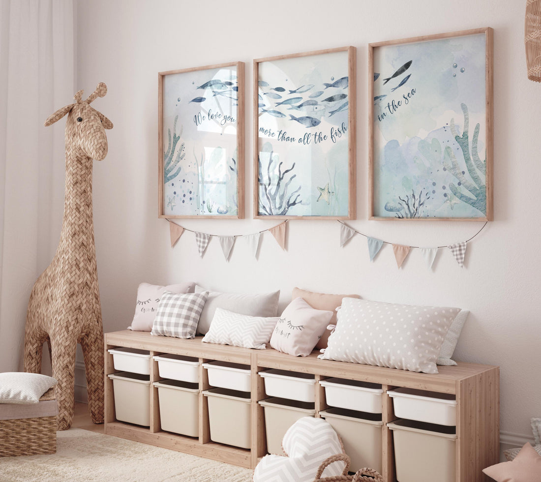 Under the Sea Wall Art, Ocean Nursery Wall Art, Sea Animal Print, Coastal Baby Room Decor, Underwater Kids Room Wall Art, Sea Life Print