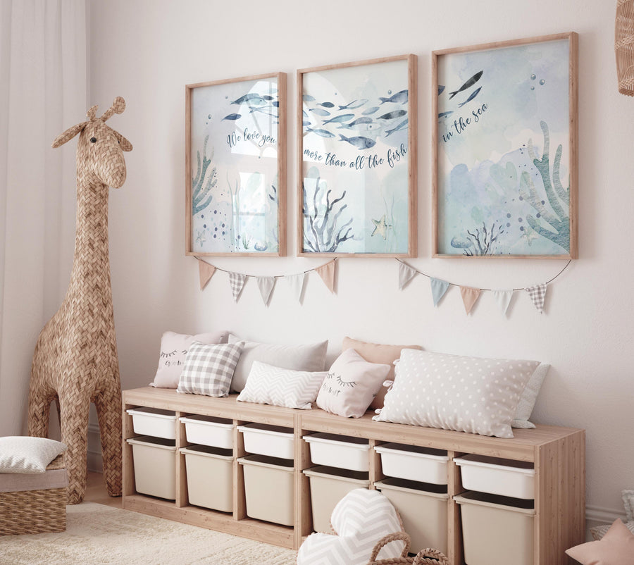 Under the Sea Wall Art, Ocean Nursery Wall Art, Sea Animal Print, Coastal Baby Room Decor, Underwater Kids Room Wall Art, Sea Life Print