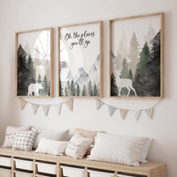 Woodland Mountain Wall Art, Neutral Nursery Wall Art, Adventure Nursery Decor, Forest Baby Room Wall Art, Boy Nursery Mountain Print