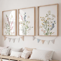 Boho Wildflower Wall Art, Neutral Nursery Wall Art, Soft Floral Nursery Print, Boho Baby Room Wall Art, Wildflower Kids Room Decor
