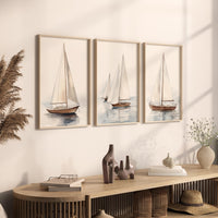 Watercolor Sailboat Print Set: Coastal Nautical Art